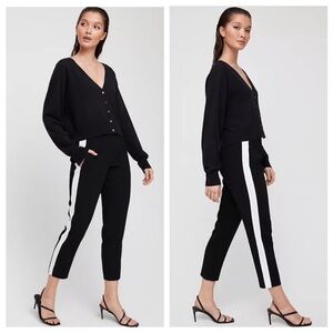 Aritzia Babaton Conan Terado Pant Black White Side Stripe Cropped Pants Size 00